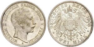 2 Марка Королівство Пруссія (1701-1918) Срібло Wilhelm II, German Emperor (1859-1941)