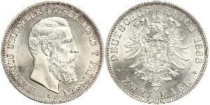 2 Марка Королівство Пруссія (1701-1918) Срібло Фрідріх III (німецький імператор) (1831-1888)