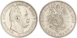 2 Марка Королівство Пруссія (1701-1918) Срібло Wilhelm I, German Emperor (1797-1888)