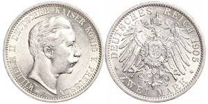 2 Марка Королівство Пруссія (1701-1918) Срібло Wilhelm II, German Emperor (1859-1941)