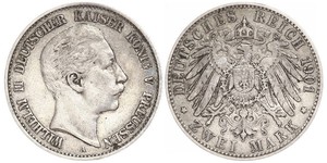 2 Марка Королівство Пруссія (1701-1918) Срібло Wilhelm II, German Emperor (1859-1941)