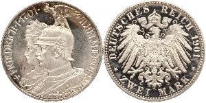 2 Марка Королівство Пруссія (1701-1918) Срібло Wilhelm II, German Emperor (1859-1941)