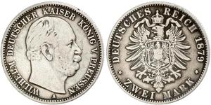 2 Марка Королівство Пруссія (1701-1918) Срібло Wilhelm I, German Emperor (1797-1888)
