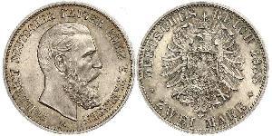 2 Марка Королівство Пруссія (1701-1918) Срібло Фрідріх III (німецький імператор) (1831-1888)