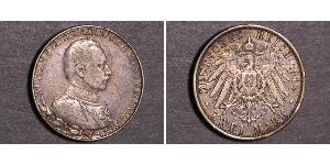 2 Марка Королівство Пруссія (1701-1918) Срібло Wilhelm II, German Emperor (1859-1941)