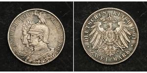 2 Марка Королівство Пруссія (1701-1918) Срібло Wilhelm II, German Emperor (1859-1941)
