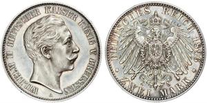 2 Марка Королівство Пруссія (1701-1918) Срібло Wilhelm II, German Emperor (1859-1941)