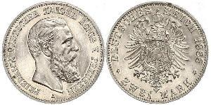 2 Марка Королівство Пруссія (1701-1918) Срібло Фрідріх III (німецький імператор) (1831-1888)