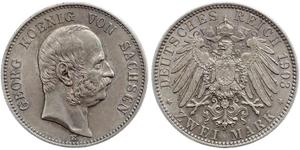 2 Марка Королівство Саксонія (1806 - 1918) Срібло George, King of Saxony