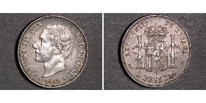 2 Песета Королівство Іспанія (1874 - 1931) Срібло Alfonso XII of Spain (1857 -1885)