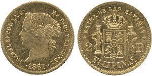 2 Песо Філіппіни / Королівство Іспанія (1814 - 1873) Золото Isabella II of Spain (1830- 1904)