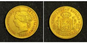 2 Песо Філіппіни / Королівство Іспанія (1814 - 1873) Золото Isabella II of Spain (1830- 1904)