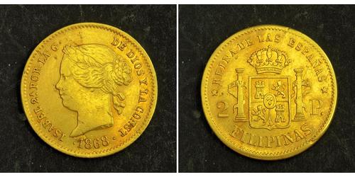2 Песо Філіппіни / Королівство Іспанія (1814 - 1873) Золото Isabella II of Spain (1830- 1904)