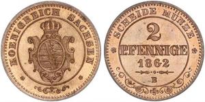 2 Пфенниг Саксония (королевство) (1806 - 1918)  