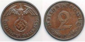 2 Пфенниг Третий рейх (1933-1945) Бронза 