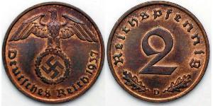 2 Пфенниг Третий рейх (1933-1945) Бронза 