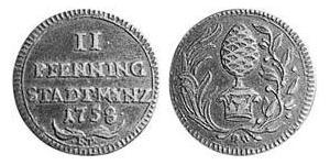 2 Пфенниг Аугсбург (1276 - 1803) Медь 