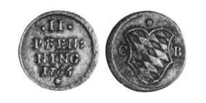 2 Пфенниг Бавария (курфюршество) (1623 - 1806) Медь Максимилиан III (курфюрст Баварии)(1727 – 1777)