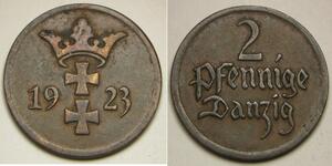2 Пфеніг Gdansk (1920-1939) / Польща Бронза 
