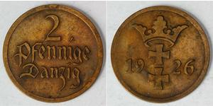 2 Пфеніг Gdansk (1920-1939) / Польща Бронза 