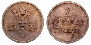 2 Пфеніг Gdansk (1920-1939) / Польща Бронза 