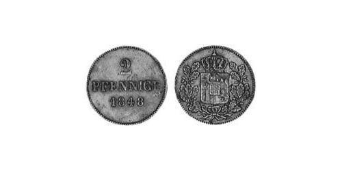 2 Пфеніг Королівство Баварія (1806 - 1918) Мідь Людвиг I (король Баварії)(1786 – 1868)