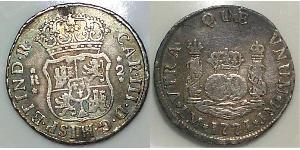 2 Реал Испанская империя (1700 - 1808) Серебро Карл III король Испании (1716 -1788)