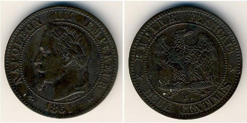 2 Сентаво Вторая французская империя (1852-1870) Бронза Наполеон III Бонапарт (1808-1873)