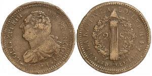 2 Соль Королевство Франция (843-1791) Бронза Людовик XVI (1754 - 1793)