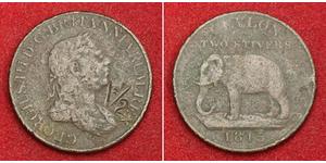2 Стівер Сполучене королівство Великобританії та Ірландії (1801-1922) / Шрі-Ланка (1948 - ) Мідь Георг III (1738-1820)