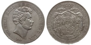 2 Талер Брауншвейг (герцогство) (1815 - 1918) Серебро Вильгельм Брауншвейгский