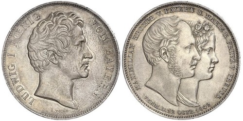 2 Талер Королевство Бавария (1806 - 1918) Серебро Людвиг I (король Баварии)(1786 – 1868)