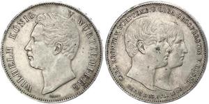 2 Талер Королевство Вюртемберг (1806-1918) Серебро Вильгельм I (король Вюртемберга)