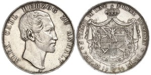 2 Талер Ангальт-Бернбург (1603 - 1863) Срібло Alexander Karl, Duke of Anhalt-Bernburg (1805 – 1863)