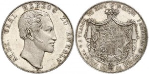 2 Талер Ангальт-Бернбург (1603 - 1863) Срібло Alexander Karl, Duke of Anhalt-Bernburg (1805 – 1863)