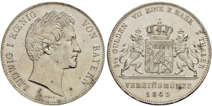 2 Талер Королівство Баварія (1806 - 1918) Срібло Людвиг I (король Баварії)(1786 – 1868)