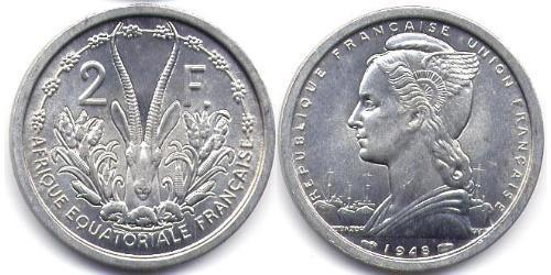 2 Франк French West Africa (1895-1958) Алюміній 
