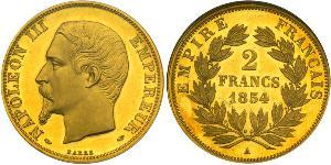 2 Франк Вторая французская империя (1852-1870) Золото Наполеон III Бонапарт (1808-1873)