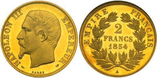 2 Франк Вторая французская империя (1852-1870) Золото Наполеон III Бонапарт (1808-1873)
