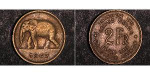 2 Франк Бельгийское Конго (1908 - 1960) Латунь 