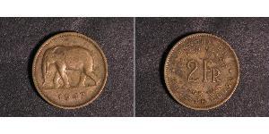 2 Франк Бельгийское Конго (1908 - 1960) Латунь 