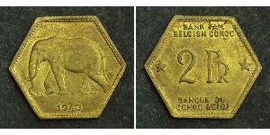 2 Франк Бельгийское Конго (1908 - 1960) Латунь 
