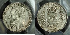 2 Франк Свободное государство Конго (1885 - 1908) Серебро Леопольд II (1835 - 1909)