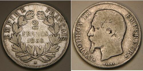 2 Франк Second French Empire (1852-1870) Срібло Наполеон ІІІ Бонапарт (1808-1873)