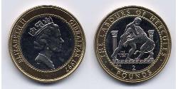 2 Фунт Gibraltar (1704 - ) Биметалл Елизавета II (1926-2022)