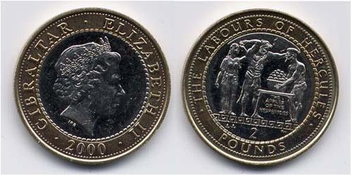2 Фунт Gibraltar (1704 - ) Біметал 