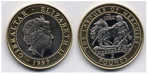2 Фунт Gibraltar (1704 - ) Біметал Єлизавета II (1926-2022)