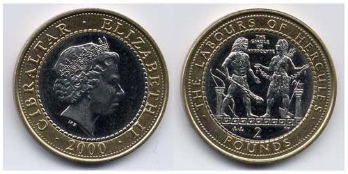 2 Фунт Gibraltar (1704 - ) Біметал Єлизавета II (1926-2022)