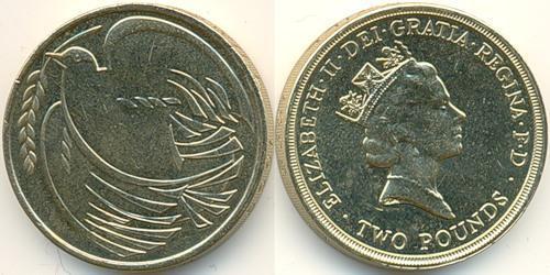 2 Фунт Велика Британія (1922-) Нікель/Мідь Єлизавета II (1926-2022)