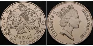 2 Фунт / 2.8 Экю Гібралтар Нікель/Мідь Єлизавета II (1926-2022)